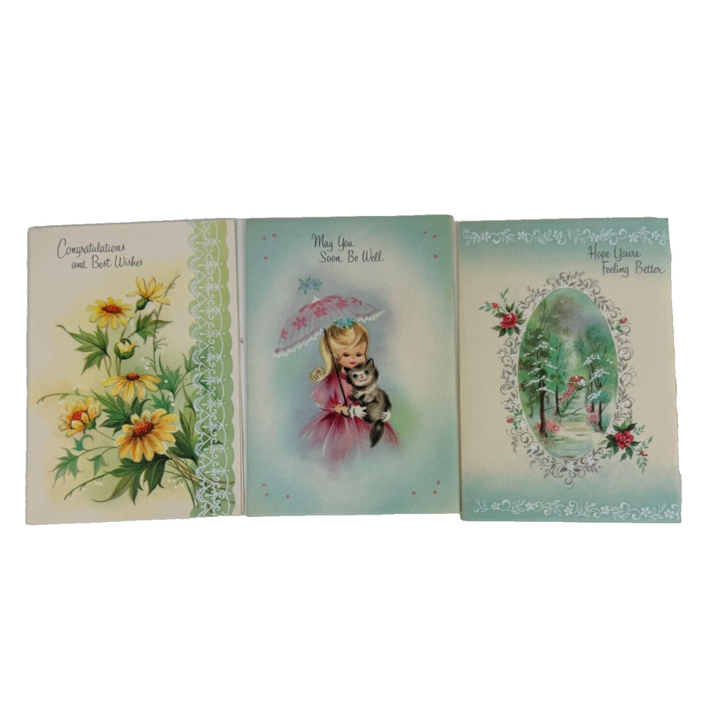 Vintage Sunshine Greeting Cards Unused Lot of 3 Get Well Soon Birthday